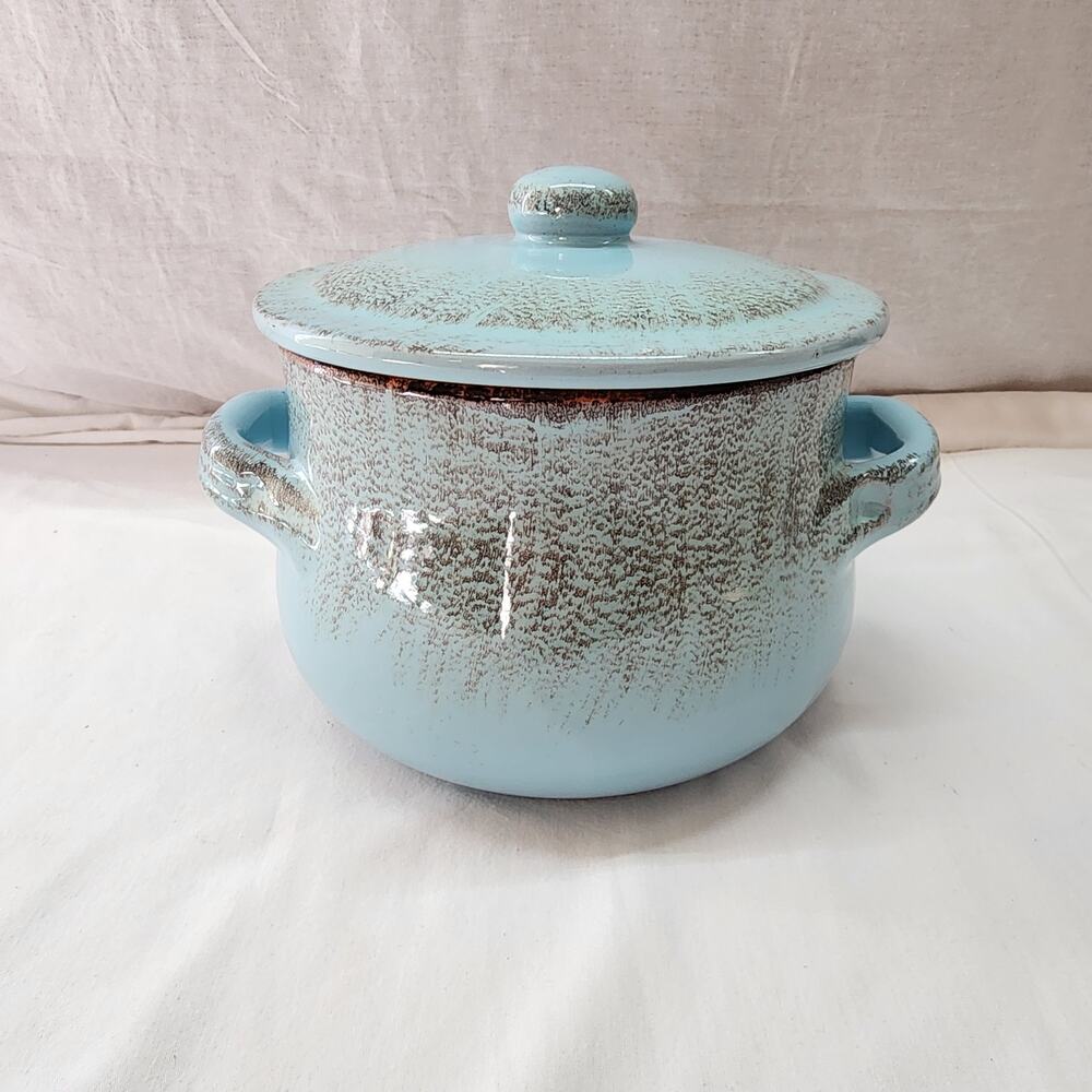 De Silva made in Italy enameled Clay terracotta bean pot V